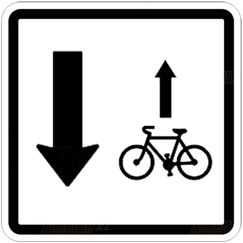 Dopravní značka - E12b - Vjezd cyklistů v protisměru povolen