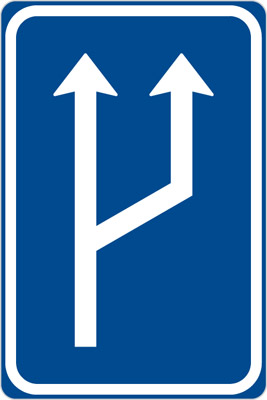 Dopravní značka - IP18a - Zvýšení počtu jízdních pruhů