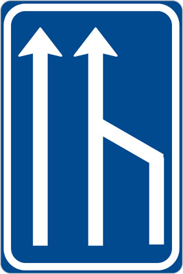 Dopravní značka - IP18b - Snížení počtu jízdních pruhů